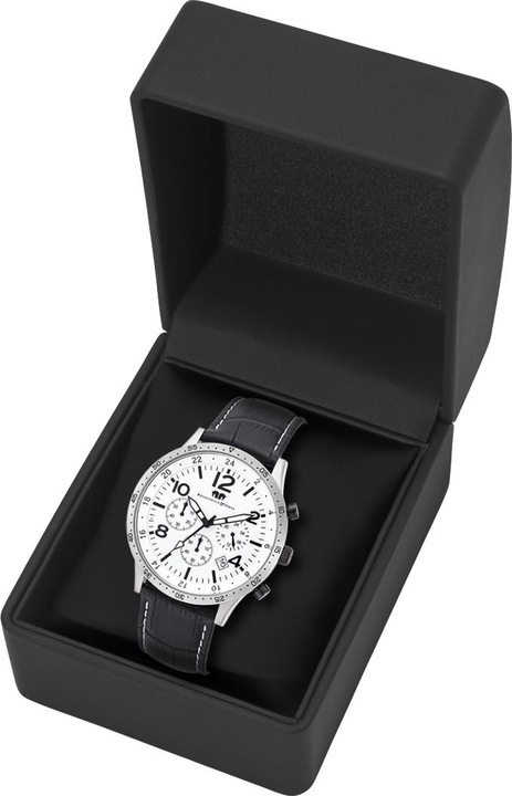 Immagine prodotto Cronografo da uomo Flight Captain in vera pelle nera - 34122 (Cronografo, 43.80 mm)