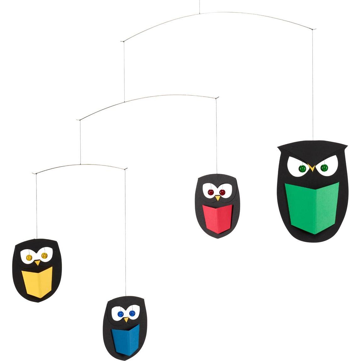 Flensted Mobiles, Babymobile, Weise Eulen mit Geschenkbox