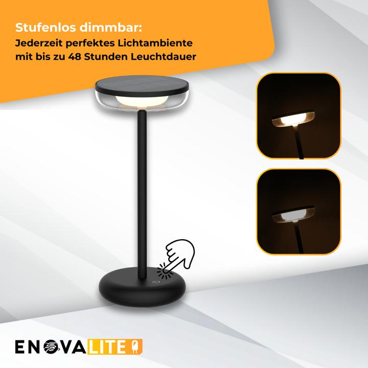 Produktbild Enovalite LED-Akku-Tischleuchte, Solar- u. Netzbetrieb, dimmbar, 2700K (160 lm)