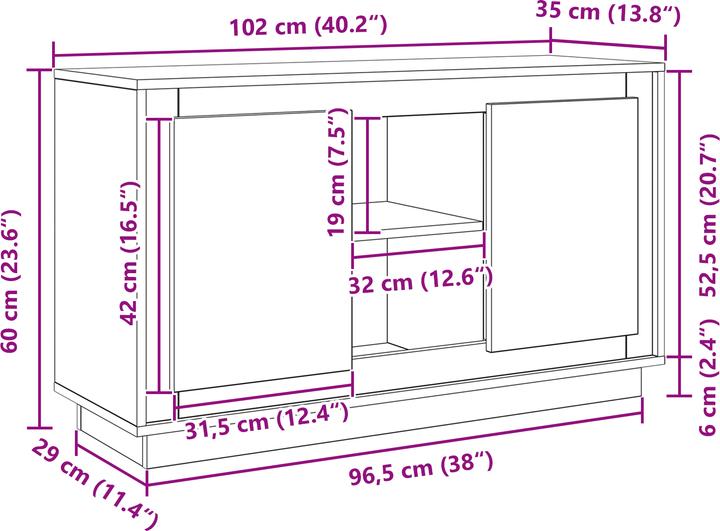 Produktbild vidaXL Sideboard (102 x 35 x 60 cm)