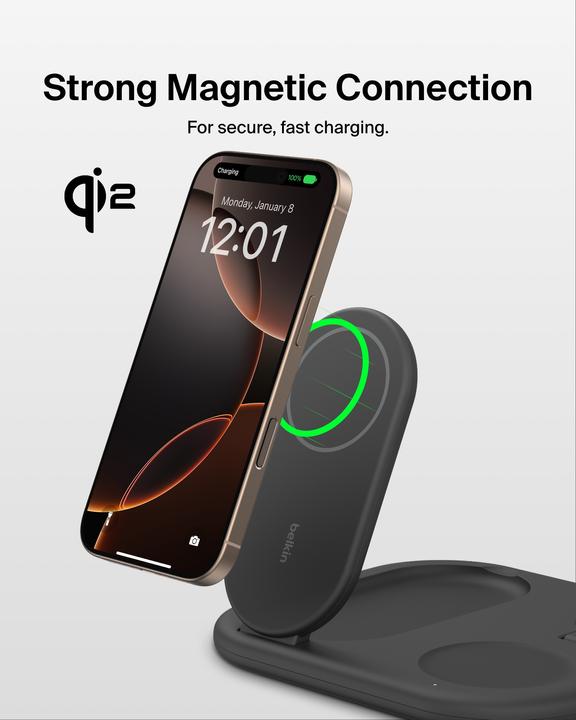 Immagine prodotto Belkin Stazione di ricarica Qi2 BoostCharge 3-in-1 (15 W)