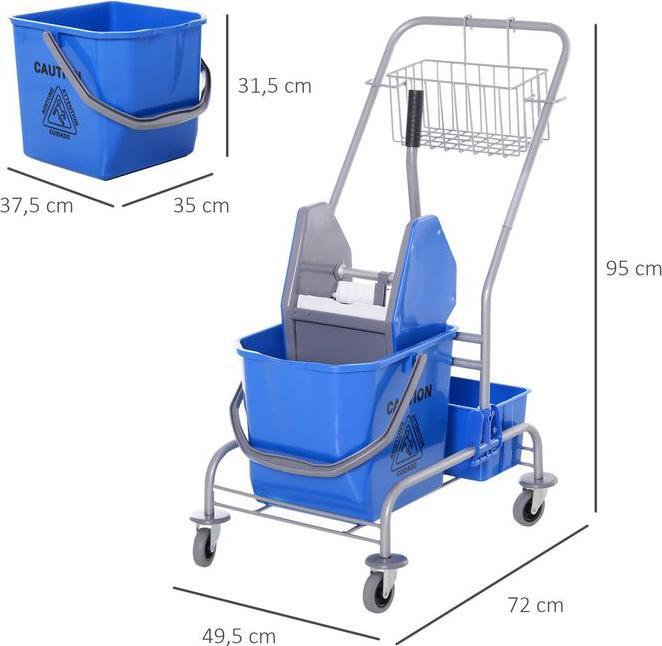 Produktbild Swisshandel24 Putzwagen Reinigungswagen Fahreimer Putzeimer 25 Liter mit 4 Rollen Blau (1 Stk.)
