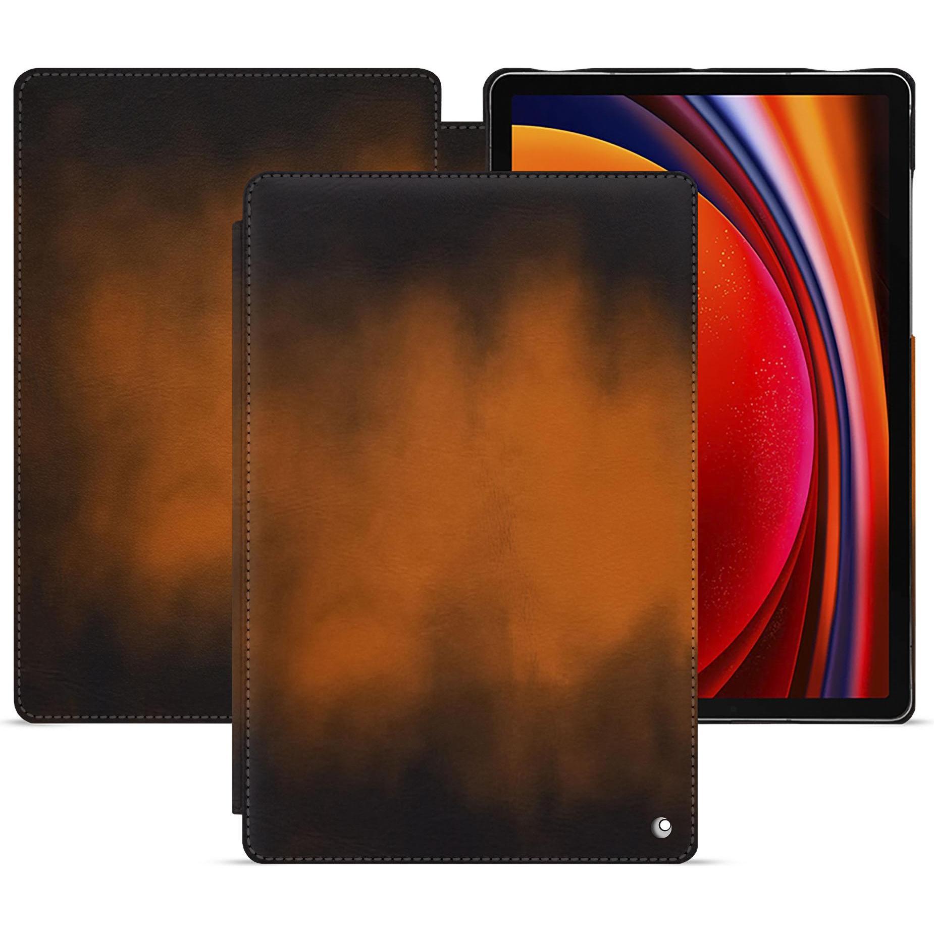 Noreve Lederschutzhülle horizontal (Galaxy Tab S9), Tablet Hülle, Braun