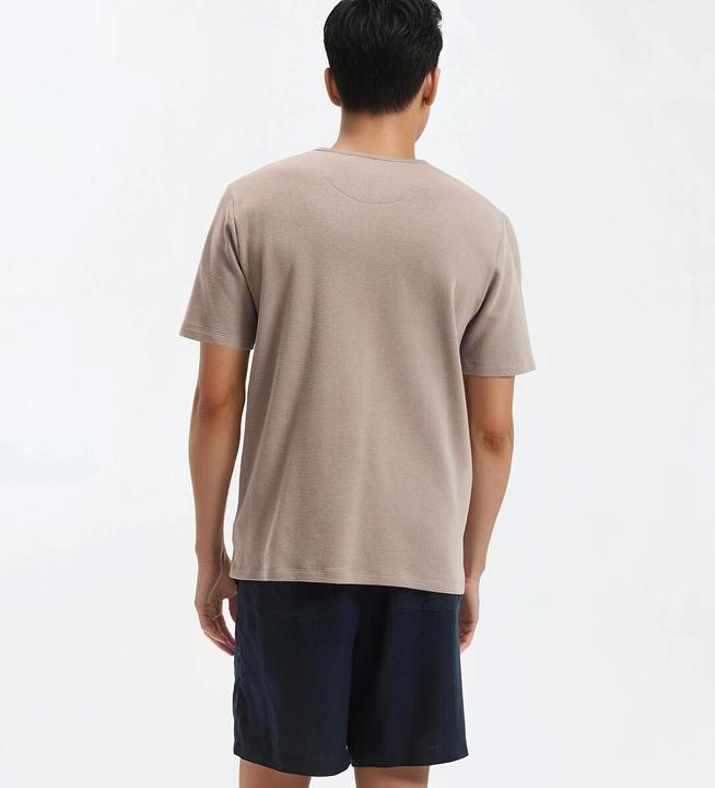 Actual product image La Redoute Collections Oberteil in T-Shirt-Form mit rundem Ausschnitt und kleiner Knopfleiste (M)