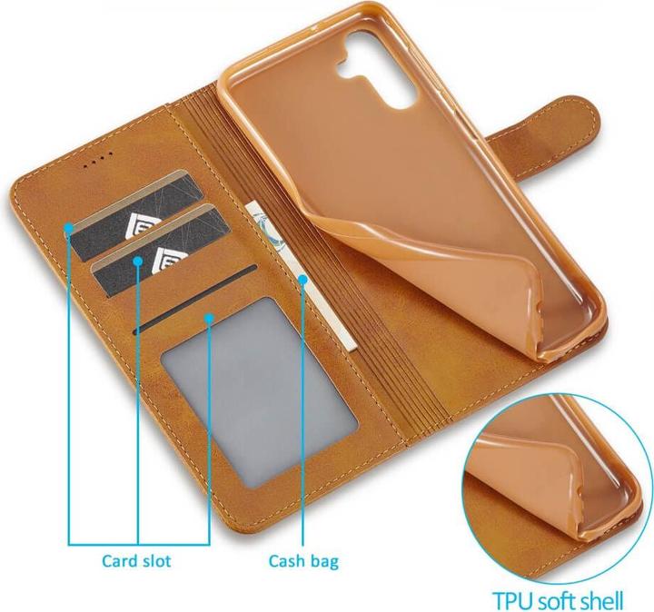 Produktbild LC.Imeeke Galaxy A15 - Leder Etui Hülle hellbraun (Samsung Galaxy A15)