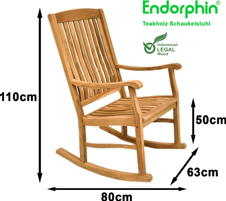 Actual product image Endorphin Teakholz Schaukelstuhl – stilvolle Entspannung für drinnen & draussen