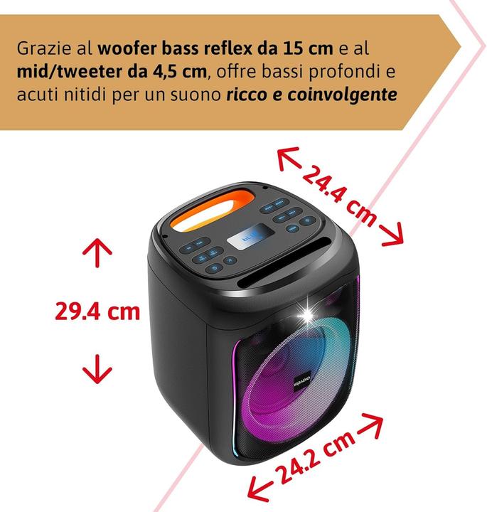 Immagine prodotto Irradio IR-PS40 POWER1, party speaker da 40W con LED RGB (4.50 h)