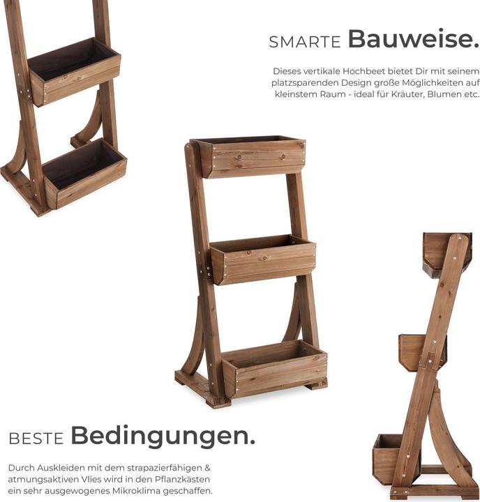 Immagine prodotto tectake Aiuola verticale Flora, legno verniciato, incluso tessuto non tessuto per piante