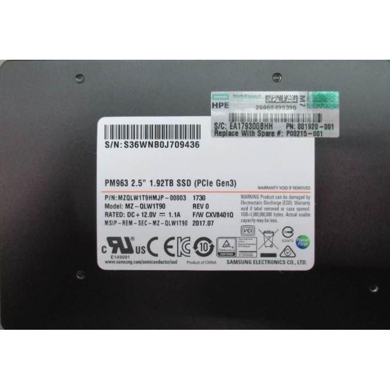 HPE SSD 1.92TB SFF NVME RI (1920 GB), SSD