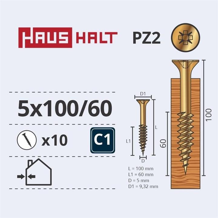 Produktbild Haushalt CHIPBOARD SCREW 5.0X100/60 YLWZP10PCS G2 (10 Stk.)
