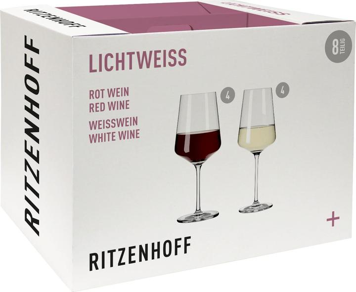 Immagine prodotto Ritzenhoff Set di 8 pezzi bianco chiaro Julie rosso/bianco 2021 (54 cl, 8 Occhiali, Set di bicchieri da vino)