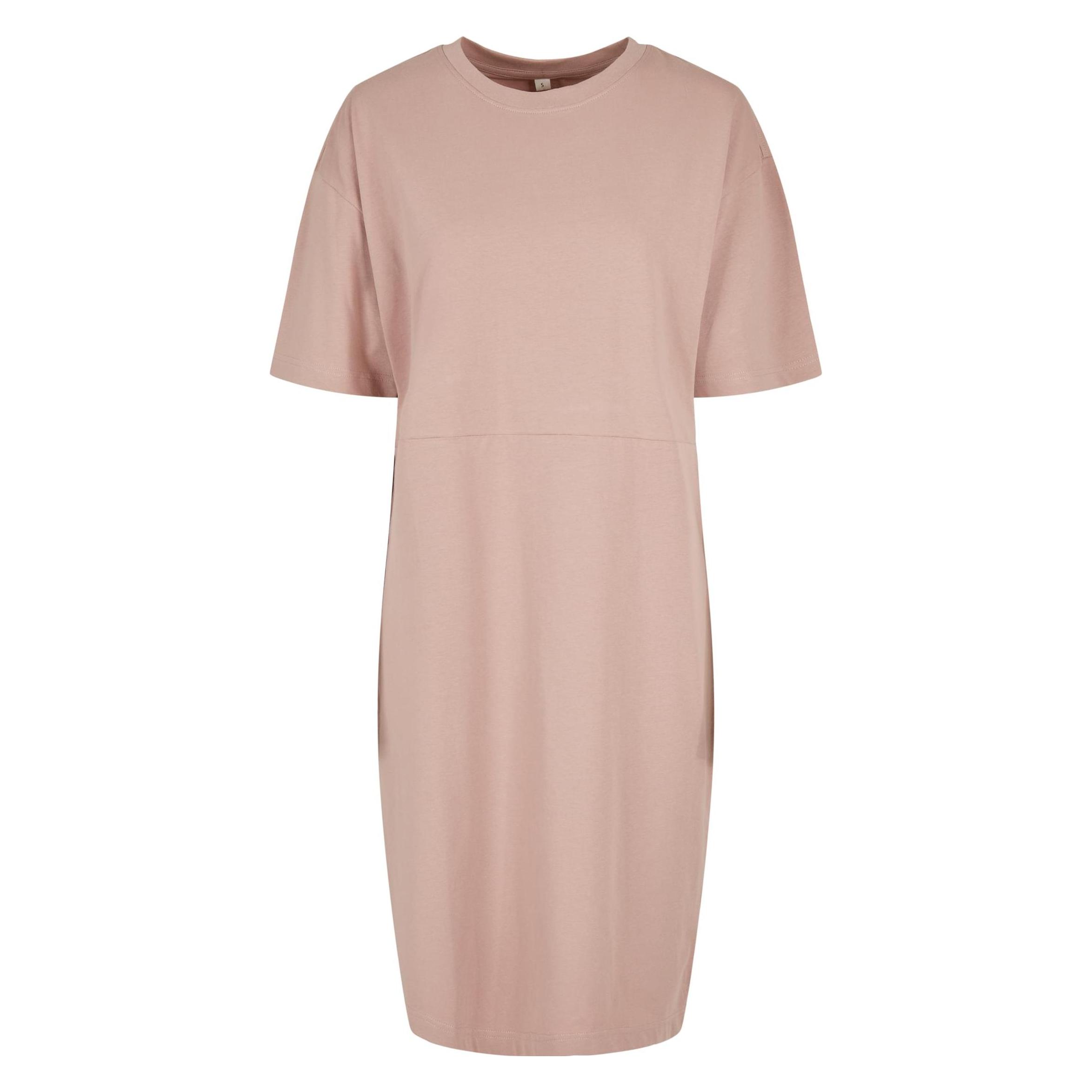 Build Your Brand, Damen, Kleider, Ladies' Organic Oversized Slit Tee Dress, Rosa, Pink, (3XL)