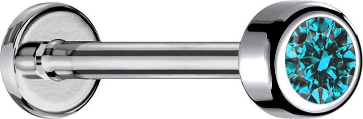 Immagine prodotto Star Piercing Micro Labret a filo interno cilindro d'argento con cristallo d'acqua (senza ottone, Titanio)