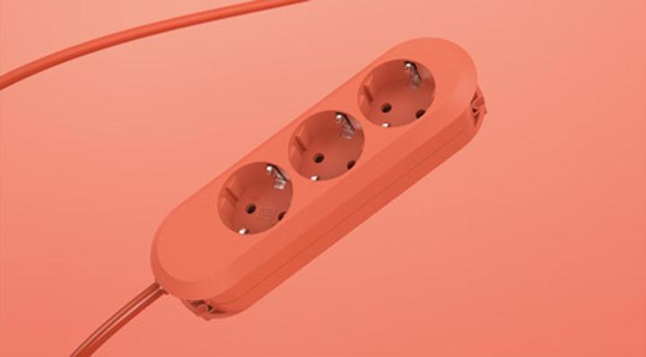 Image du produit Bachmann Bâti de prises SMART 3x, Cherry Red, 1,5m, sans interrupteur (3 x, CEE 7/3, 1.50 m)