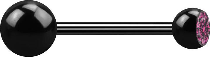 Produktbild Star Piercing Micro Barbell schwarz mit Kugel und Kugeln Kristall pink (ohne Messing, Chirurgenstahl 316L)