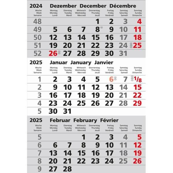 Güss, Agenda, Ersatzkalendarium für 3-Monats-Tischkalender 9,5x13,5cm 2025
