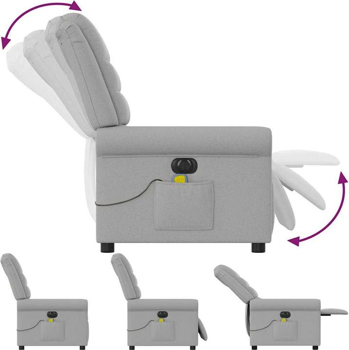 Actual product image vidaXL Massage chair electric cloud grey fabric