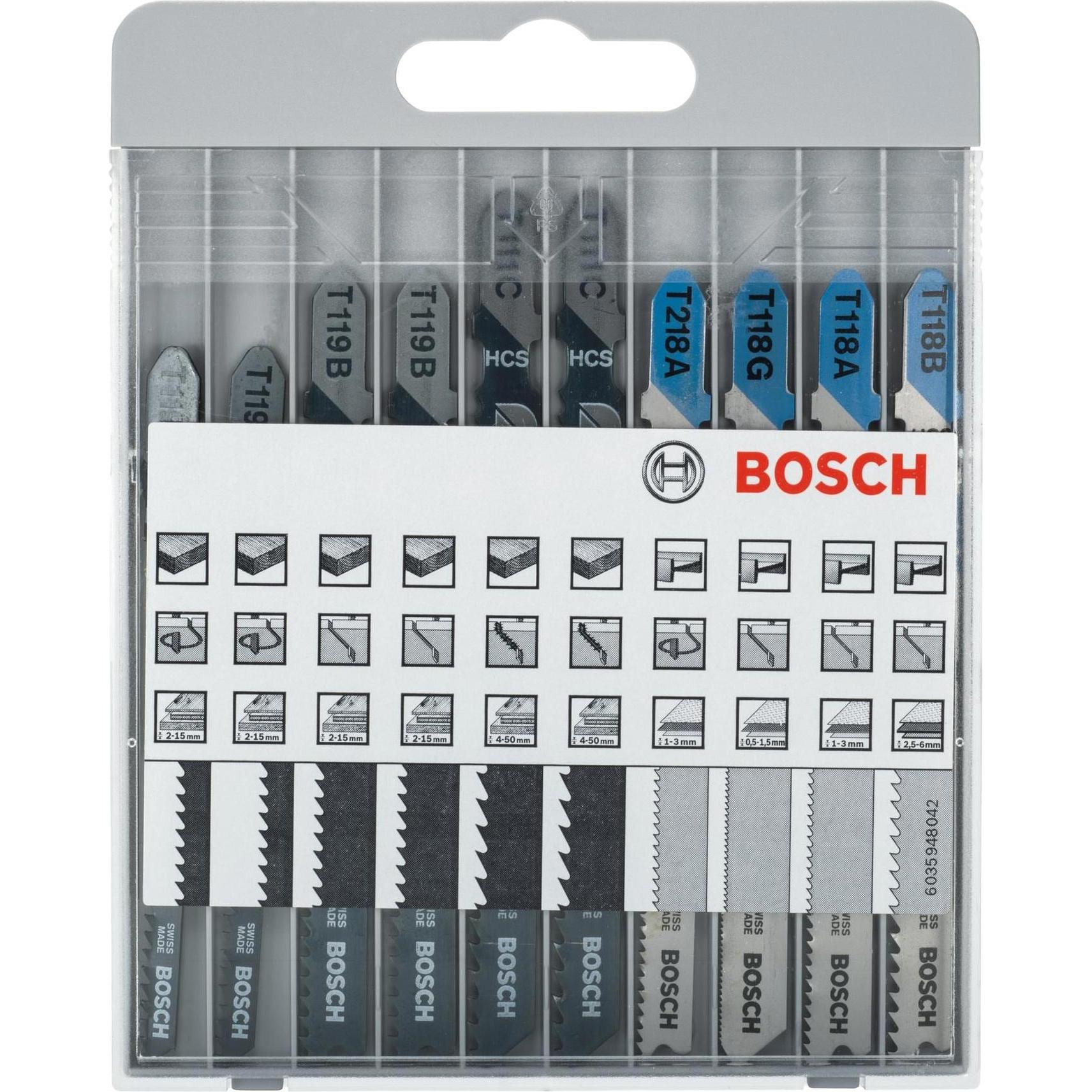 Bosch Professional Zubehör, Sägeblatt, 10-tlg. Stichsägeblatt-Set Basic for Metal and Wood