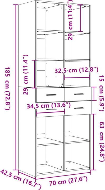 Image du produit vidaXL Highboard (70 x 42.50 x 185 cm)