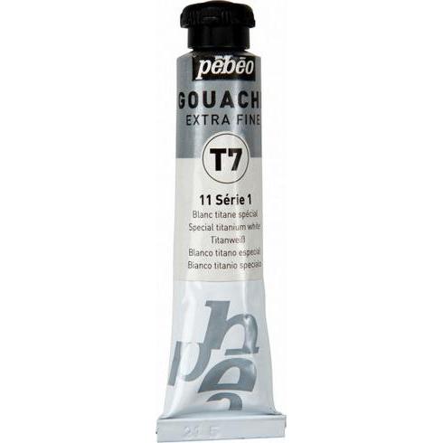 Pebeo, Künstlerfarbe + Bastelfarbe, Extra Feine Gouache T7 (Titanweiss, 20 ml)