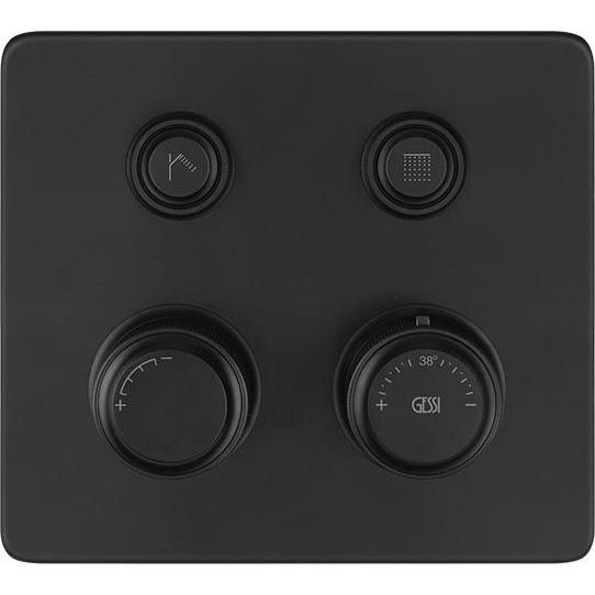 Gessi, Badarmatur, Hi-FI Fertigmontageset Thermostat mit Tasten-Bedienung on/off, 2-Wege, Regen und Handbrause, W