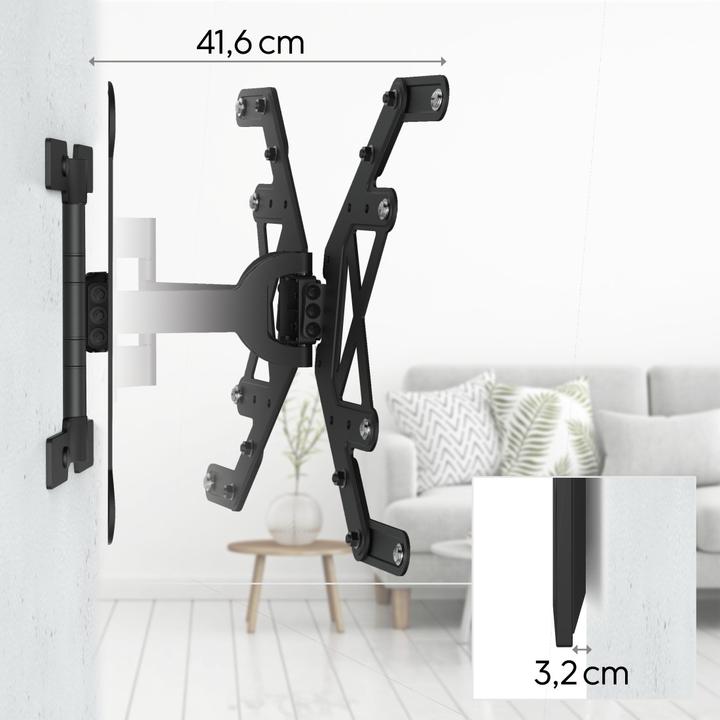 Immagine prodotto Hama Supporto a parete per TV, girevole, inclinabile, extrapiatto, 229 cm (90") fino a 40 kg (Muro, 90", 40 kg)