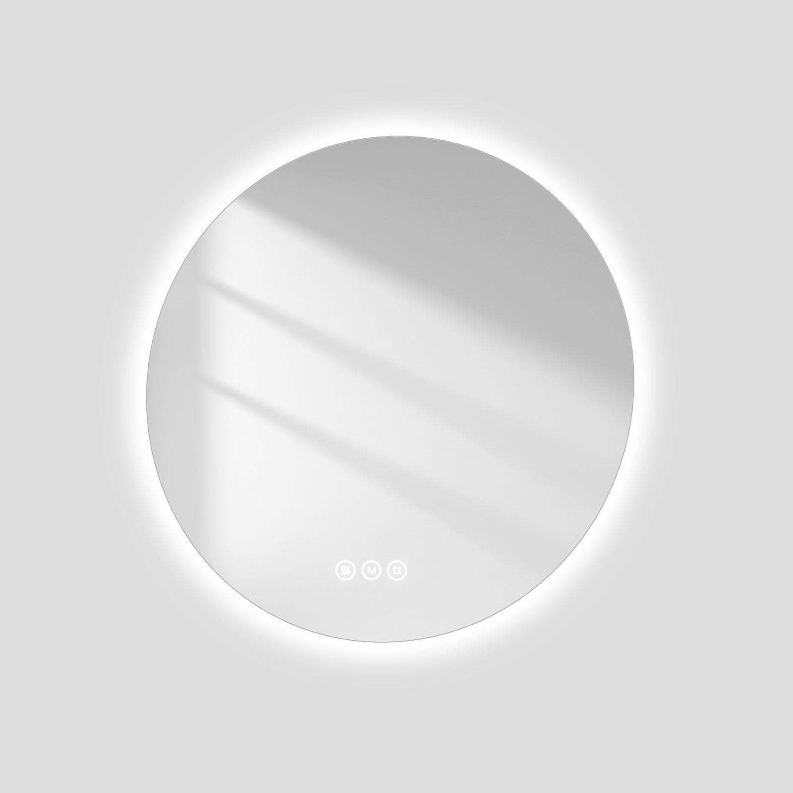 Emke, Spiegelschrank, Badspiegel mit Beleuchtung Φ50cm,Beschlagfrei, 3 Farbtemperaturen(3000K-6500K) und dimmbaren