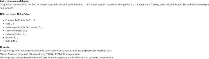 Valori nutrizionali e ingredienti ESN Isoclear (Mango e pesca, 1 x, 908 g)