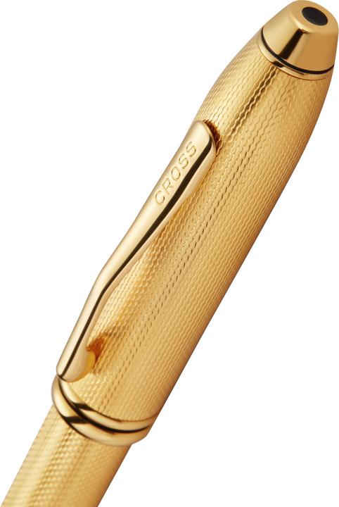 Actual product image Cross Townsend ballpoint pen with engraved diamond pattern and 23 carat gold-plated fittings (Gold, 1 x)