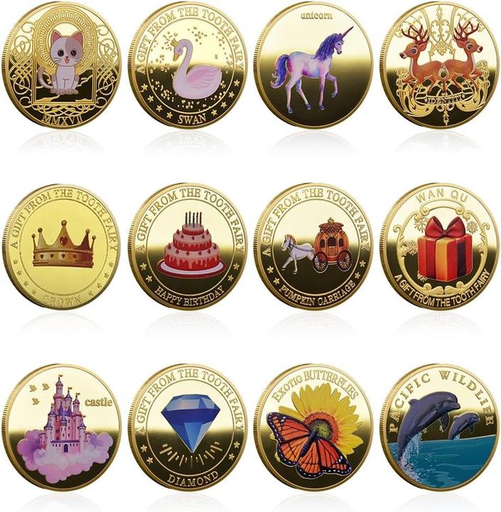 Milkii Zahnfee-Münzen – 12 Stück, farbig