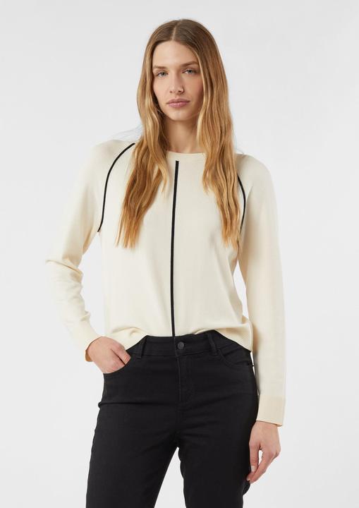 Produktbild Comma Strickpullover Feinstrick-Pullover aus Viskosemix mit Kontrast-Piping-Detail (32)