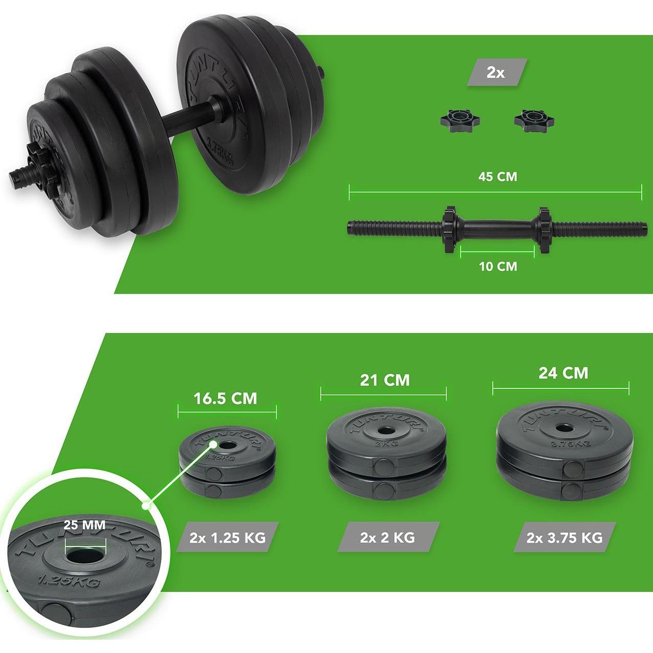 Thumbnail - Tunturi, Hanteln, (2 x 3.75 kg, 2 x 2 kg, 2 x 1.25 kg)
