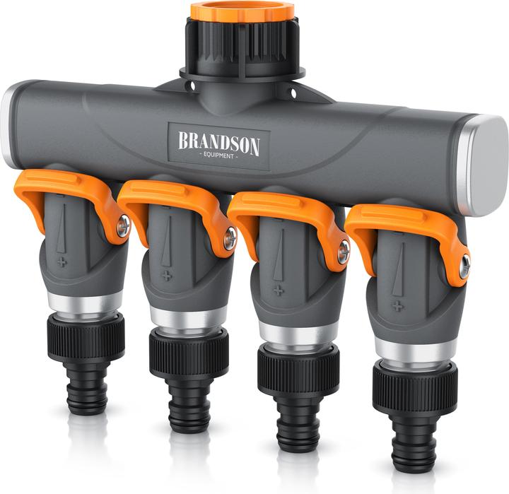 Brandson 4-Wege Verteiler 4-fach Schlauchverteiler Gartenschlauch, schmaler Wasserverteiler, 3/4 & 1/2 Zoll (4 Wege Verteiler)