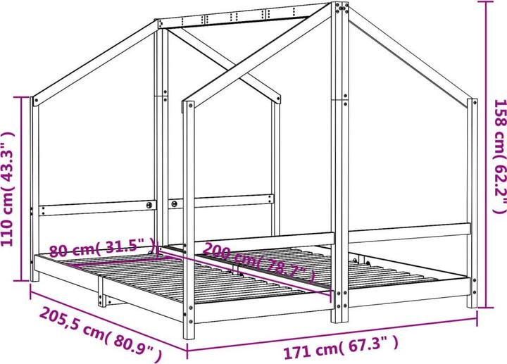 Produktbild vidaXL Kinder-Bettgestell (90 x 200 cm)