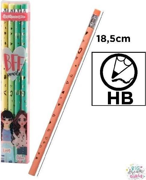 Immagine prodotto Teka Big Dream Girls Bleistift mit Radiergummi 4 Stk. (4 x)