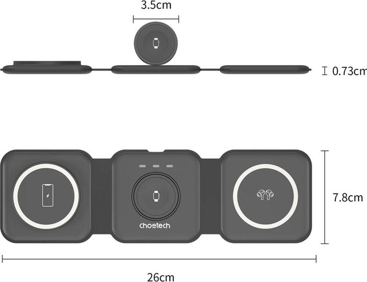Produktbild Choetech T588-F 3in1 Magnetic Wireless Charger (black) (15 W)