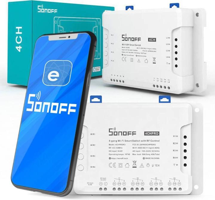 Produktbild Sonoff 4CHR3 - 4-gang Wi-Fi Smart Switch