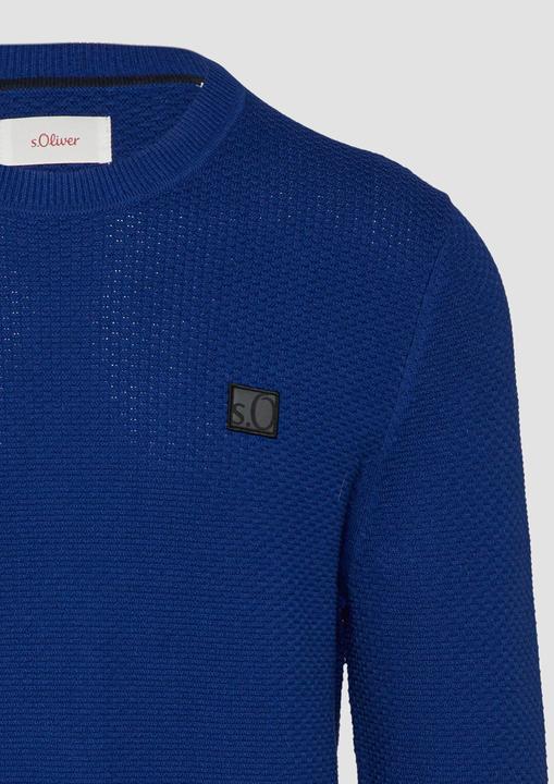 Produktbild S.Oliver Strickpullover Strukturierter Strickpullover mit Logo-Patch (XXL)
