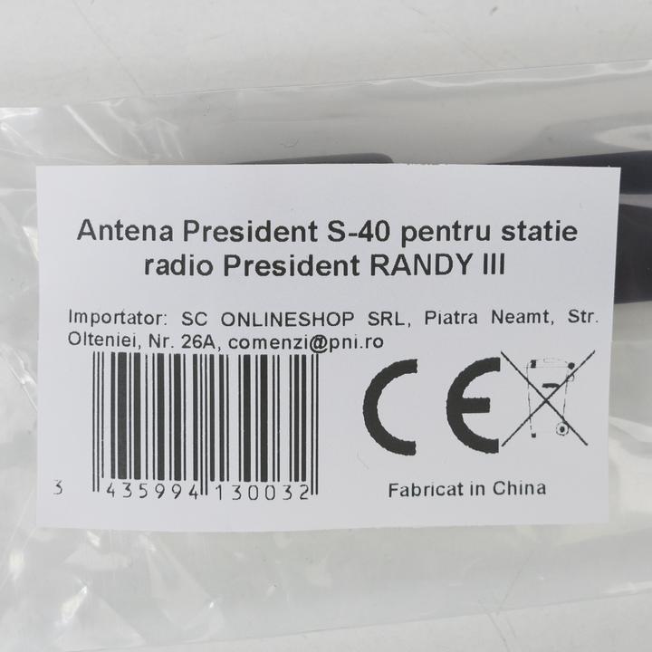 Actual product image President CB antenna S-40, TNC connector, 46.5 cm for RANDY III radio