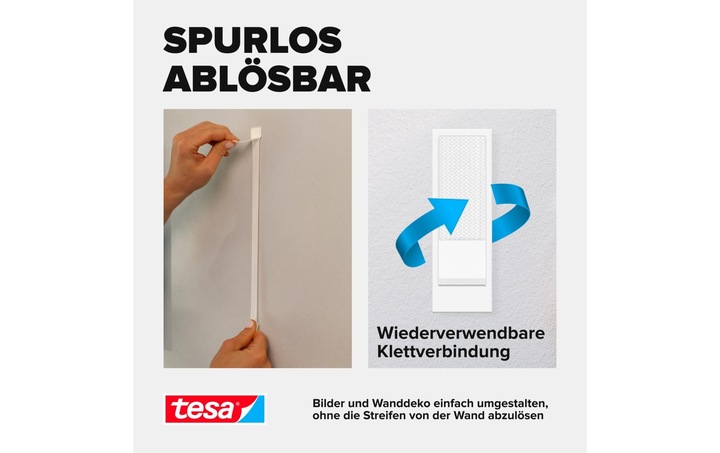 Immagine prodotto tesa Powerstrips CLICK - Cuscinetti adesivi in velcro - Appendi quadri senza forare - Grande 7,2kg - 4 x (7.20 kg)