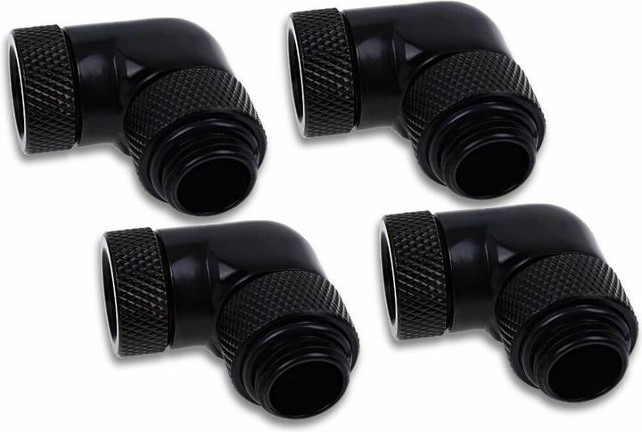 Produktbild Alphacool Eiszapfen Winkeladapter 90?? drehbar G1/4 AG auf G1/4 IG - 4pcs Set Deep Black