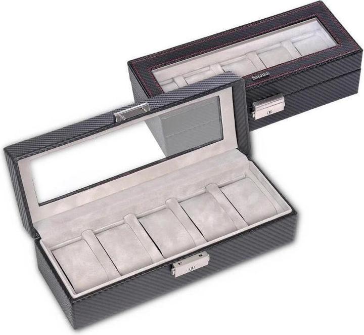 Produktbild Sacher 1115.380421 - Uhrenetui für 5 Uhren carvon schwarz (Leder)