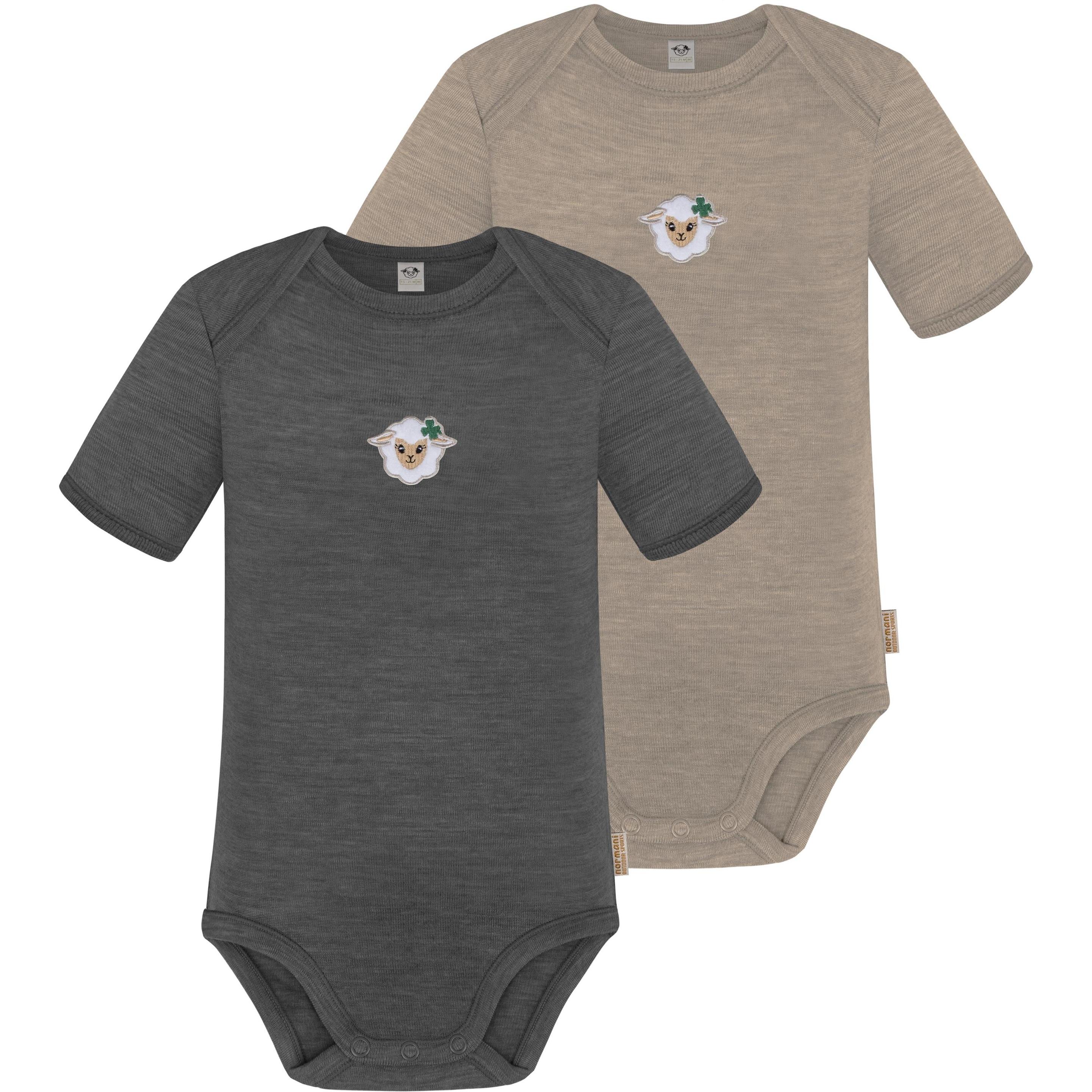 Normani, Herren, Body, 2er Set Baby Merino Body Kurzarm „Tauranga" - 9293, Beige, (56)