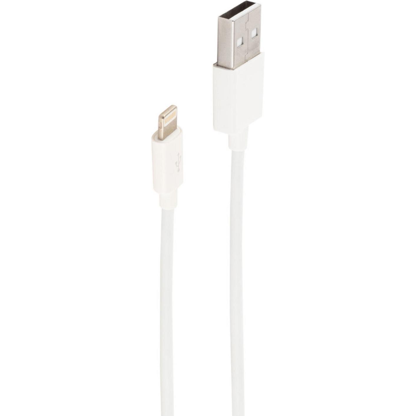 Shiverpeaks -BASIC-S--USB Lade-Sync Kabel, USB A Stecker auf 8-Pin Stecker, 2.0, ABS, weiss, 1,0m (1 m, USB 2.0), USB Ka...