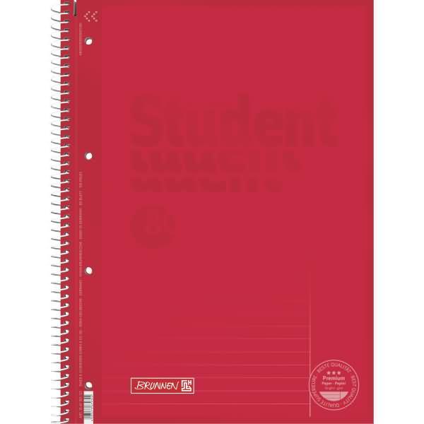 Brunnen, Heft + Block, Collegeblock Student A4 90g/qm 80 Blatt Lineatur 25 red (A4, Liniert)