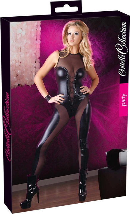 Actual product image Cottelli Collection Wetlook jumpsuit lacing (M)