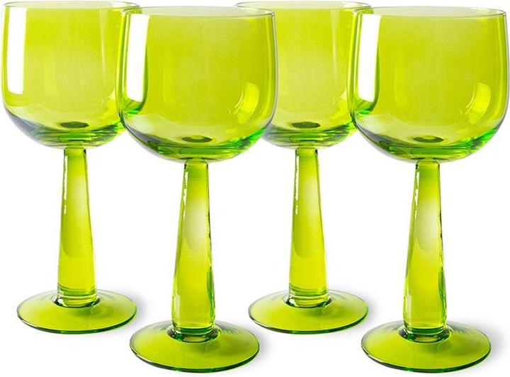 HK Living AGL4470 The Emeralds wijnglas lang 200 ml glas groen 4 stuks (AGL4470) (20 cl, 4 Bril, Rode wijnglazen)