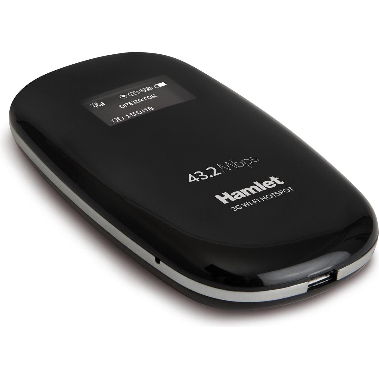 Thumbnail - Hamlet Wi-Fi 3G-Netzwerkfreigabe-Router für bis zu 10 Geräte mit Micro SD-Steckplatz für bis zu 32 GB, Router, Schwarz
