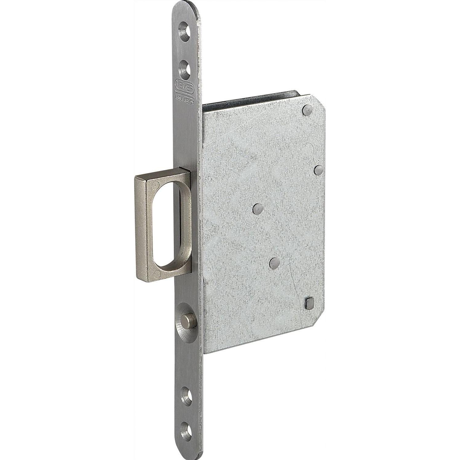 Assa Abloy, Türbeschlag + Scharnier, Schiebetürschloss mit Stirnziehgriff 117 x 75 x 15,5 mm, rund, Edelstahl