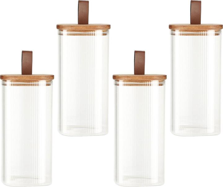 Actual product image Excellent Houseware Vorratsglas mit Akazieholzdeckel, 1500 ml, 4er-Set (1.50 l)